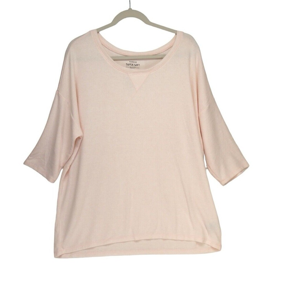 NWT Torrid Super Soft Sleep Knit Top Women's 2X Pink Pullover